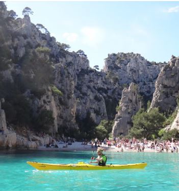 Traversée Kayak La Ciotat Cassis Marseille Escalade Grande Vire d'En Vau et Trou du Canon