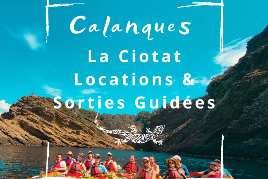 groupe de kayakiste et canoë dans la calanque de la ciotat avec expenature