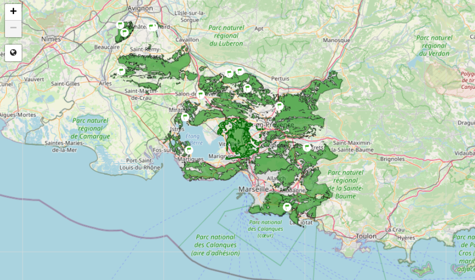 carte ouverture parc national des calanques